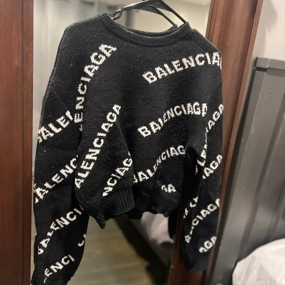Balenciaga Allover Logo Sweater in Black - Size M